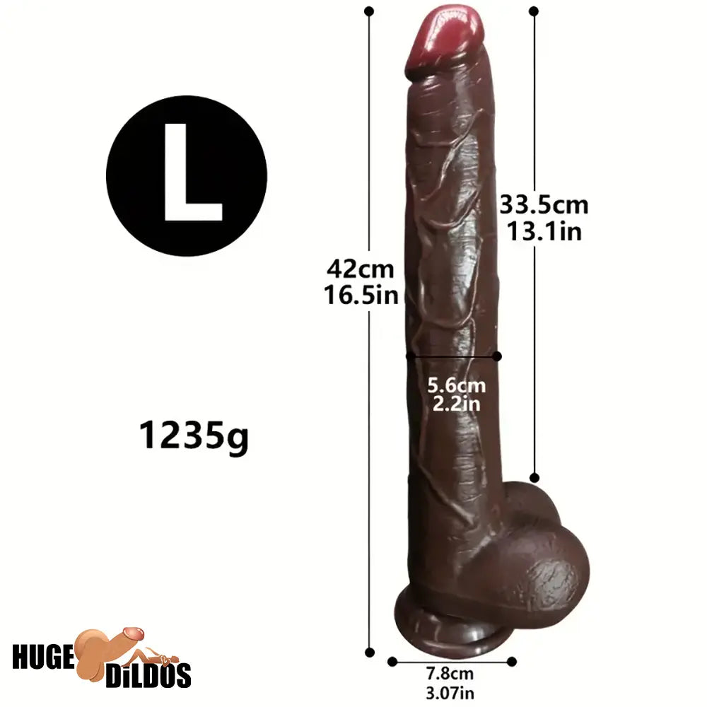 12.2in 14.1in 16.5in Extra Long Big Ebony Silicone Dildo For Women Men