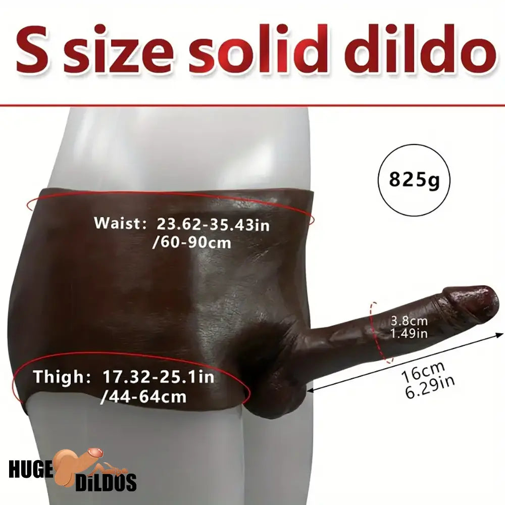 6.29in Wearable Silicone Ebony Hollow Dildo Pants With Builtin Skeleton