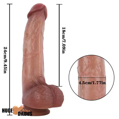 9.5in Superb Flesh-like Silicone Real Feeling Big Dual Density Soft Dildo