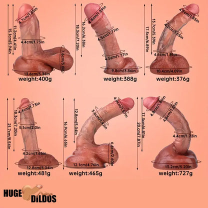 Six Lengths Liquid Silicone Realistic Durable Dildo For Hands-Free G Spot