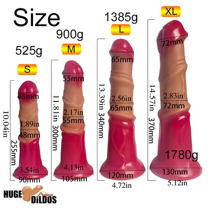 10.04in 11.81in 13.39in 14.57in Silicone Soft Huge Long Horse Oversized Dildo