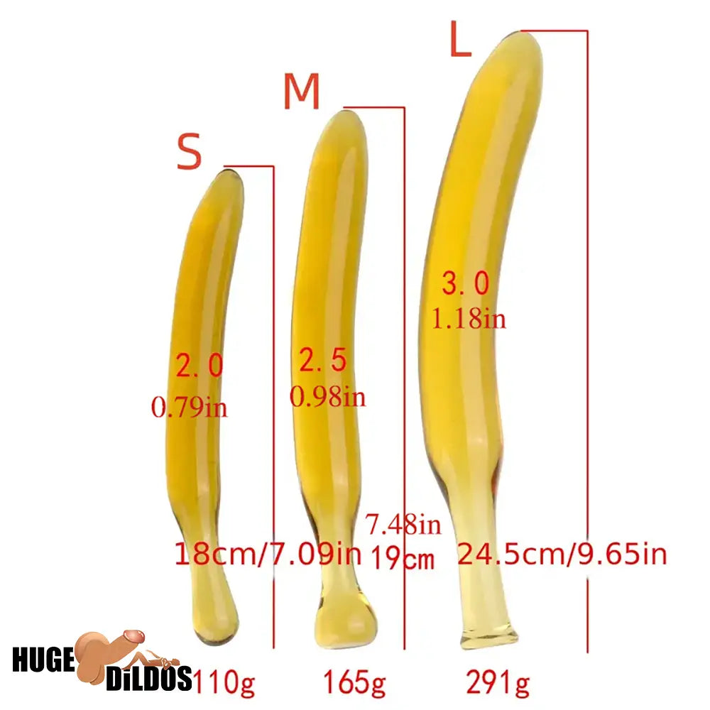 7.09in 7.48in 9.65in Glass Banana Dildo For For Men Women Adult Anal Toy