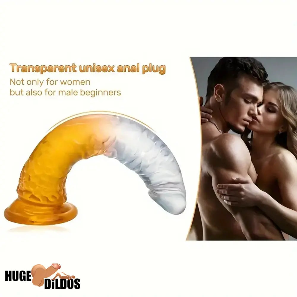 6.29in 7in 7.67in 8.46in Clear Crystal Real Cock Dildo For G-Spot Vagina Sex