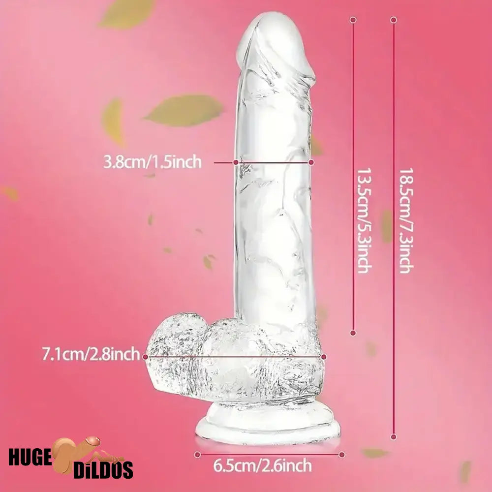 7.3in Clear Real Skin Like Dildo For Female Male Love Pleasure Indoor Use