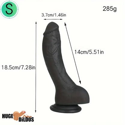 7.28in 8.27in 10.04in Soft Real Ebony Big Looking Silicone Cock Anal Dildo