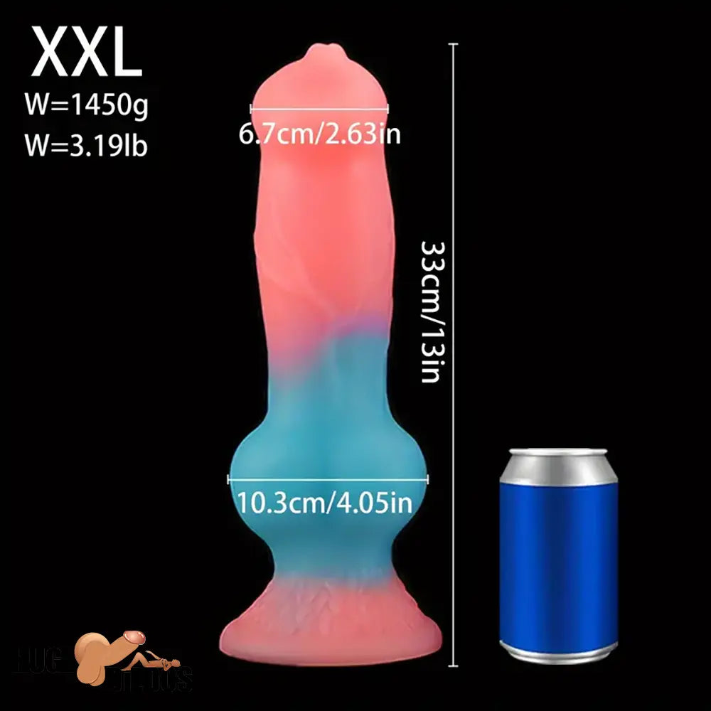 7.08in 7.48in 9.44in 10.23in 13in Silicone Soft Big Glowing Dog Cock Knot Dildo