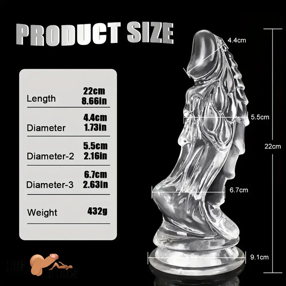 8.66in Clear Huge Spiked Monster Fantasy Dildo For Women Cock Sex Toy