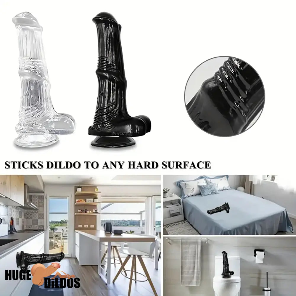 6.6in 7.8in 8.6in 9.8in Clear Black Horse Cock Dildo For G-Spot Advancers