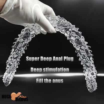 14.8in 18.7in 22.6in Clear Long Dual Heads Huge Spiked Dildo For Couples