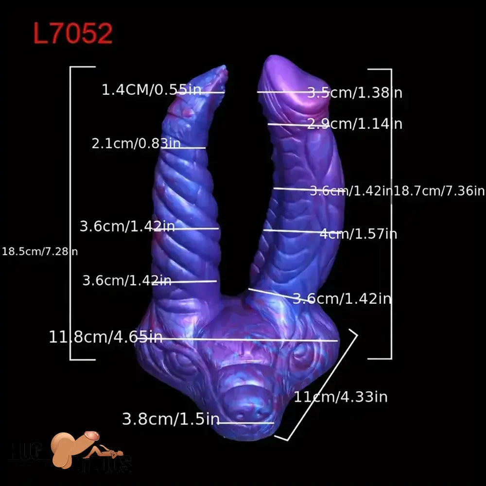7.36in 7.99in 8.07in U-shaped Double-headed Monster Silicone Soft Dildo