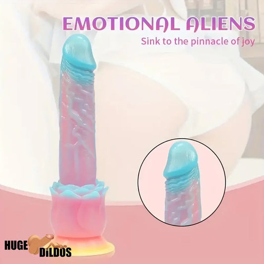9.84in Silicone Soft Luminous Fantasy Handheld Dildo With Rose Flower Base