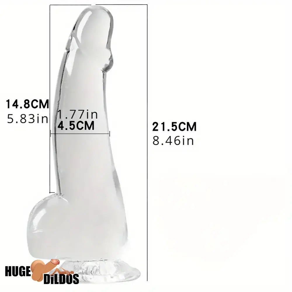 8.46in Flexible Clear Crystal Dildo For Handheld Couples Lesbian Sex Toy