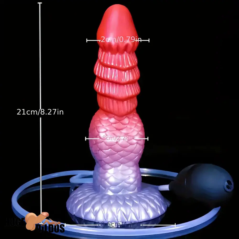 8.27in Fantasy Monster Squirting Dragon Big Silicone Soft Handheld Dildo