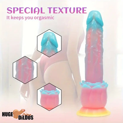 9.84in Silicone Soft Luminous Fantasy Handheld Dildo With Rose Flower Base