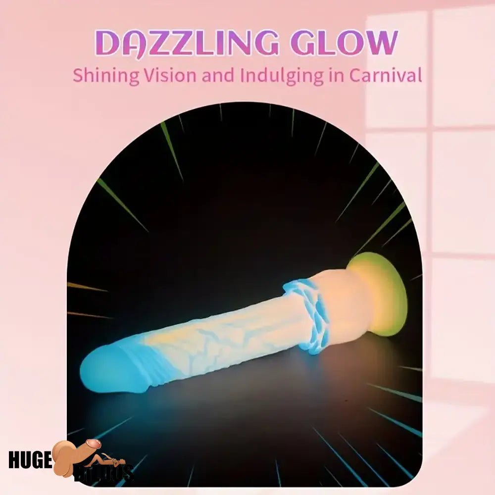 9.84in Silicone Soft Luminous Fantasy Handheld Dildo With Rose Flower Base