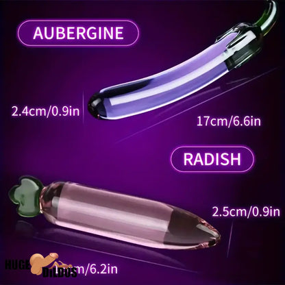 6.2in 7.5in 7.7in Multiple Colors Fruit Vegetable Crystal Glass Anal Dildo