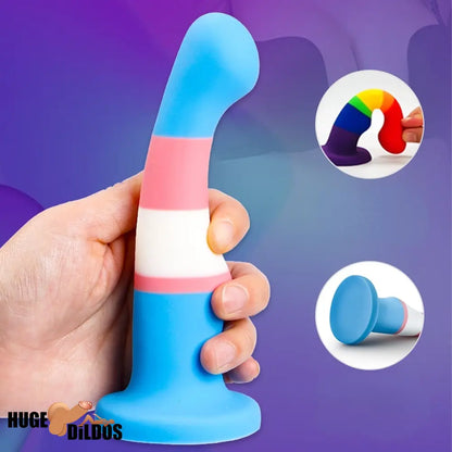 5.83in Unisex Silicone Soft Rainbow Dildo Sex Toy For Gay LGBT Anal Toy