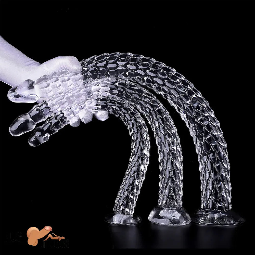 15.75in 19.69in 23.62in Huge Long Snake Scaly Clear Dildo Adult Penis Toy