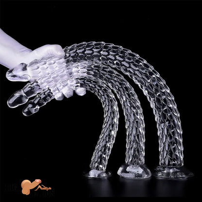 15.75in 19.69in 23.62in Huge Long Snake Scaly Clear Dildo Adult Penis Toy