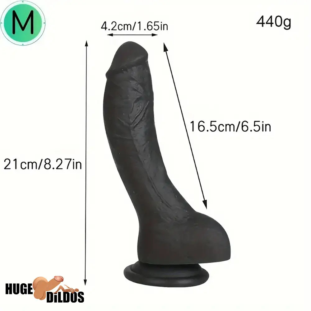 7.28in 8.27in 10.04in Soft Real Ebony Big Looking Silicone Cock Anal Dildo
