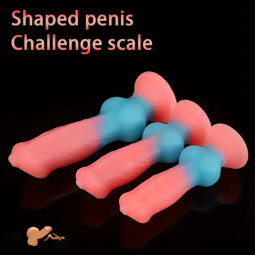 7.08in 7.48in 9.44in 10.23in 13in Silicone Soft Big Glowing Dog Cock Knot Dildo