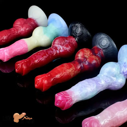 8.03in Fantasy Big Dog Knot Silicone Soft Dildo For Clit Vagina Stimulation