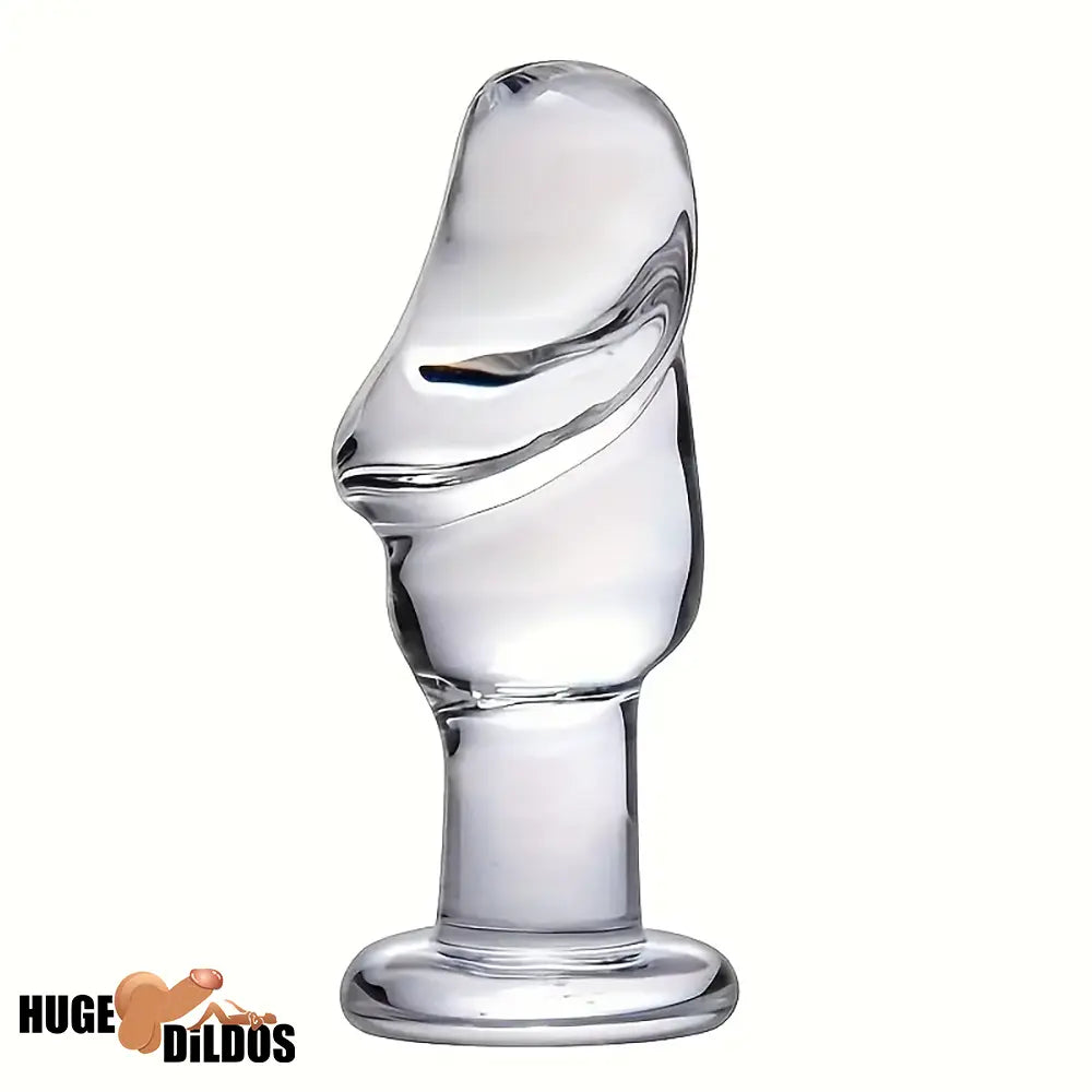 4.53in Clear Elegant Glass Crystal Durable Dildo For Female Male With Base