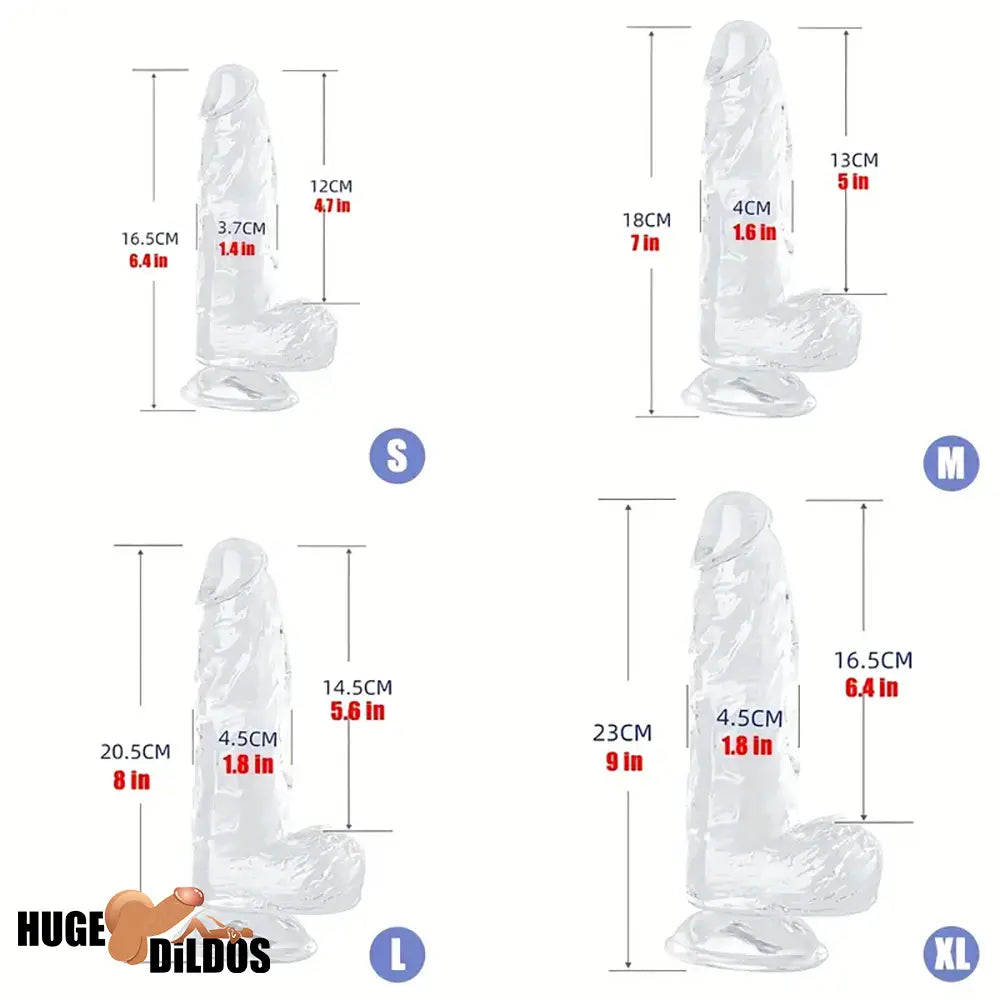 6.4in 7in 8in 9in Clear Real Cock Dildo For G-Spot Vaginal Anal Stimulation