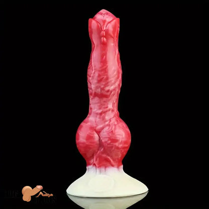 8.03in Fantasy Big Dog Knot Silicone Soft Dildo For Clit Vagina Stimulation