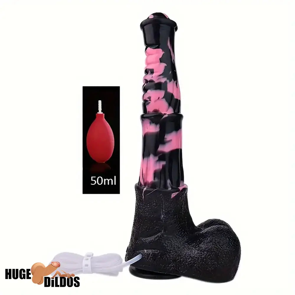 9.64in 13.77 Big Horse Animal Cock Silicone Ejaculation Dildo For Clit Play