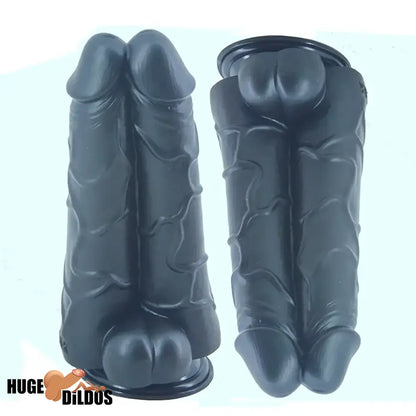 9.6in Realistic Penis Double Penetration Dildo With Ribbed Man Testis