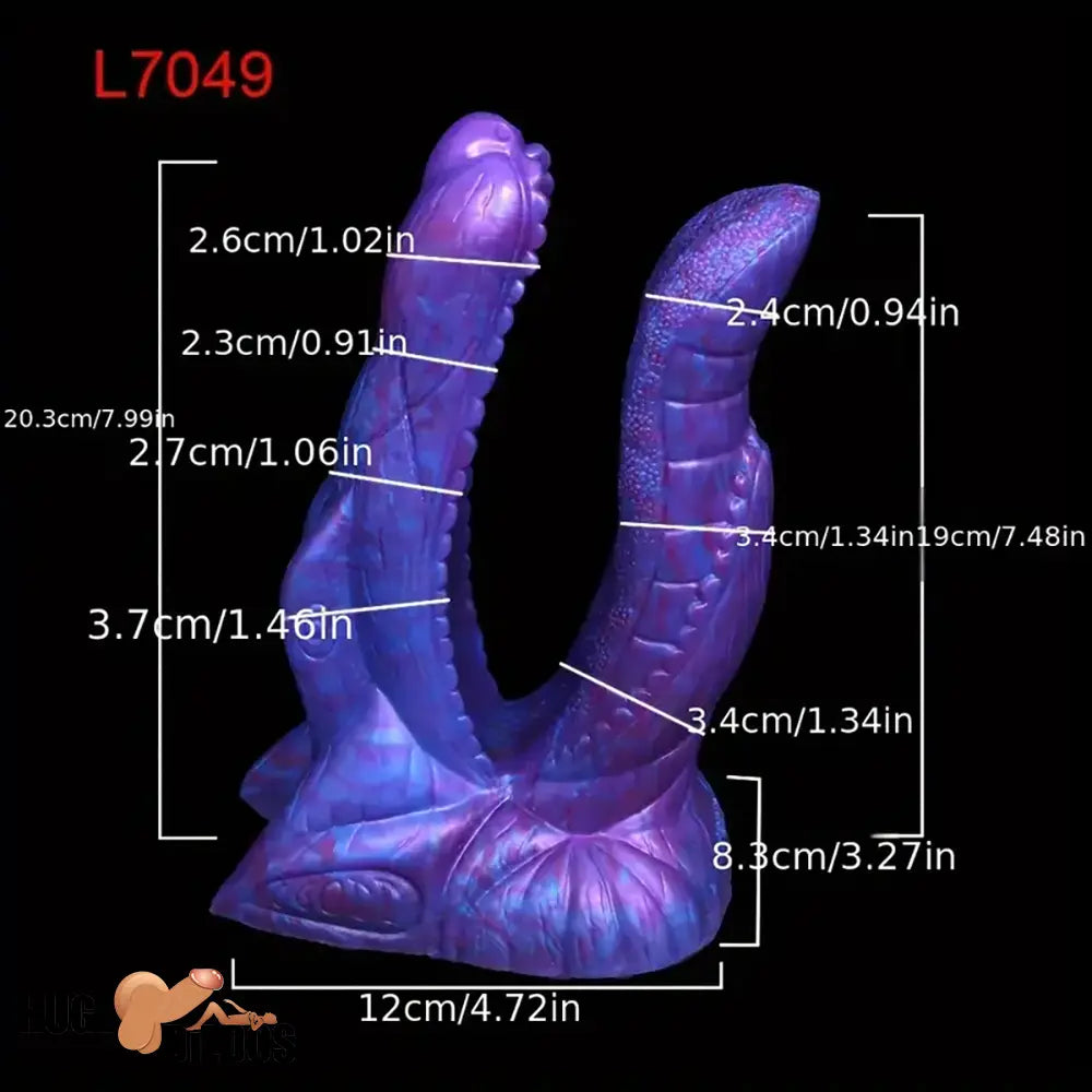7.36in 7.99in 8.07in U-shaped Double-headed Monster Silicone Soft Dildo