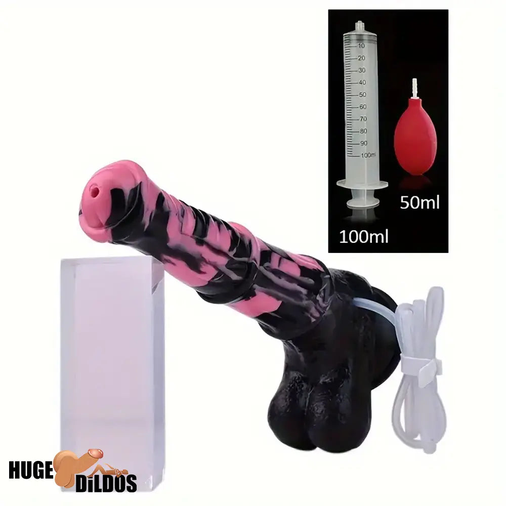 9.64in 13.77 Big Horse Animal Cock Silicone Ejaculation Dildo For Clit Play