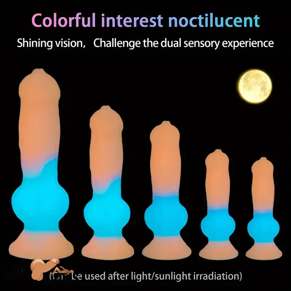 7.08in 7.48in 9.44in 10.23in 13in Silicone Soft Big Glowing Dog Cock Knot Dildo