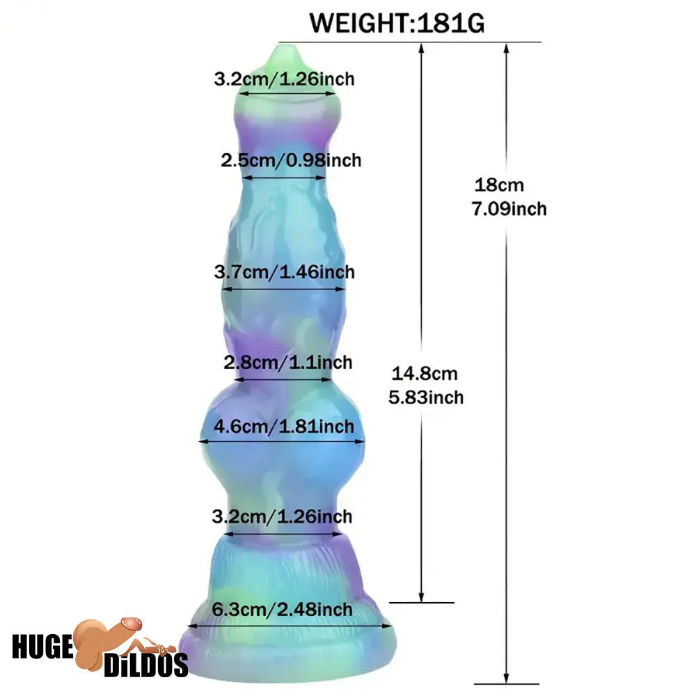 7.09in Fantasy Monster Dog Knot Silicone Soft Cock Dildo For Anus Play