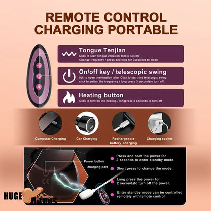 8.7in Soft Big Silicone Thrusting Rotating Heating Remote Electric Auto Dildo