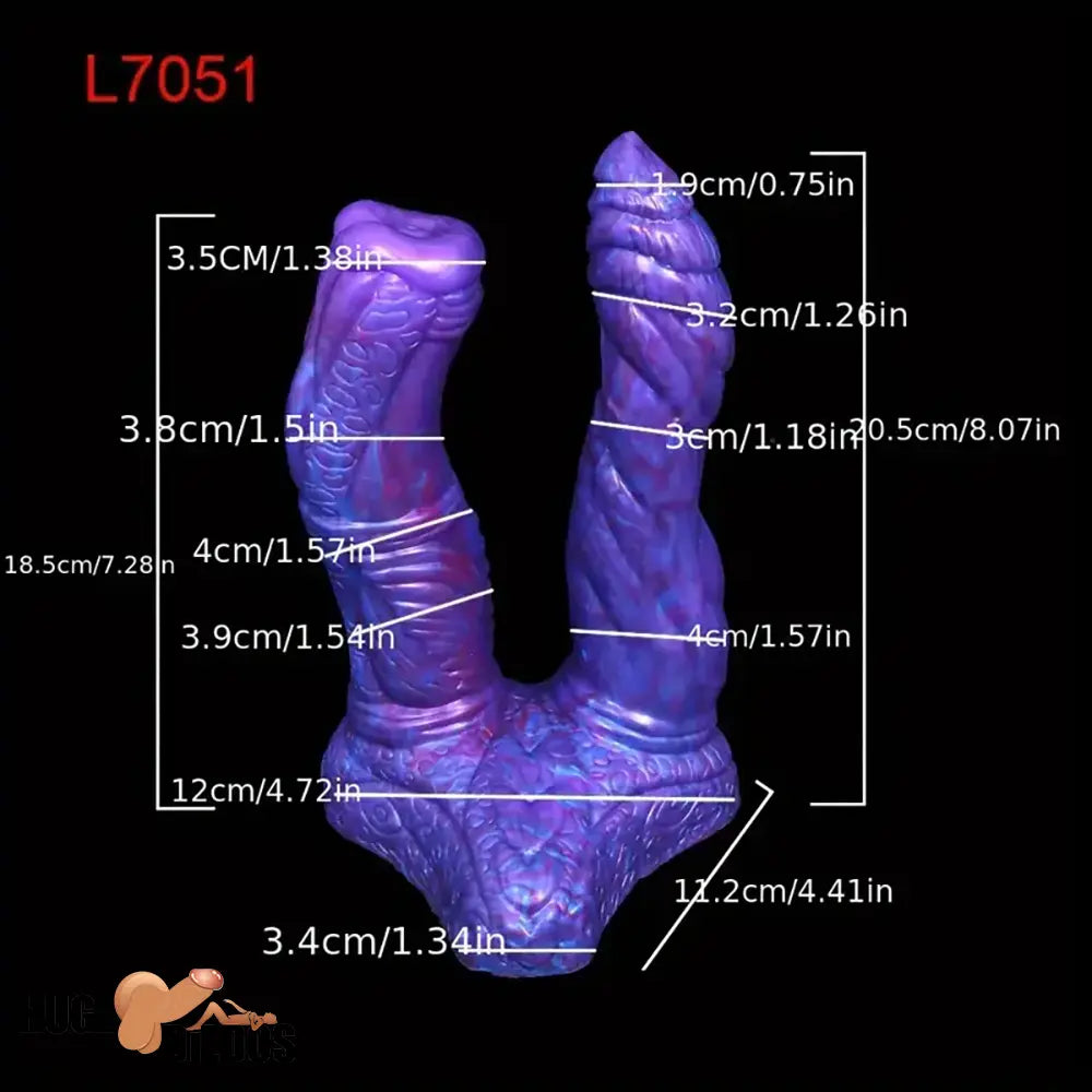 7.36in 7.99in 8.07in U-shaped Double-headed Monster Silicone Soft Dildo
