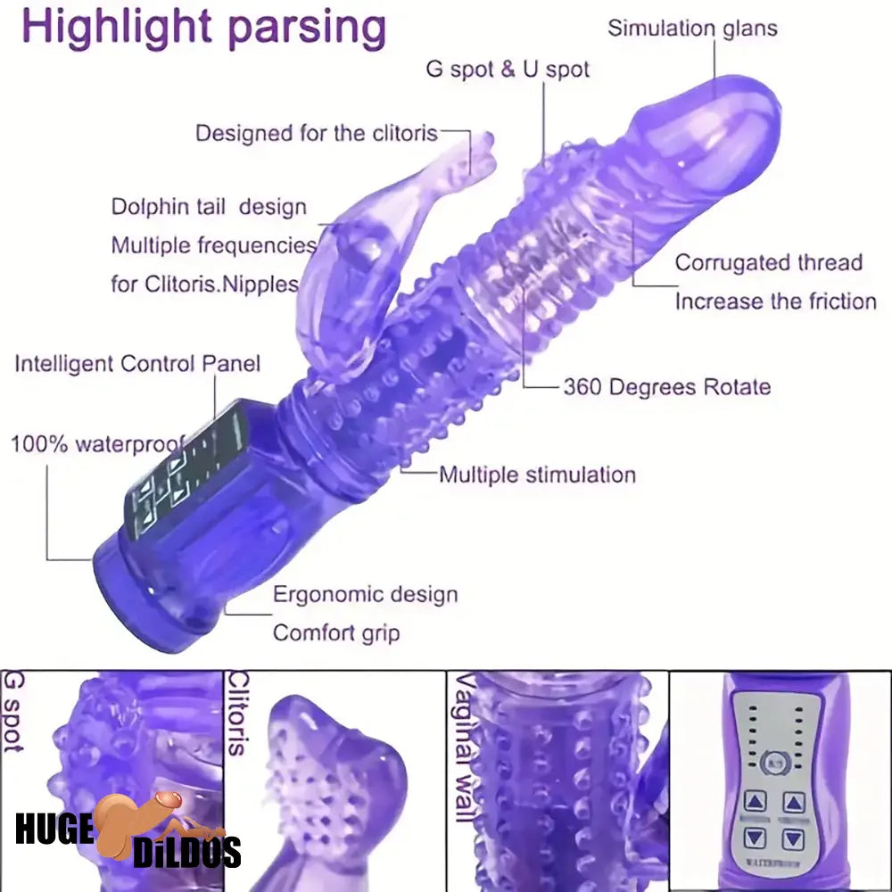 8.86in Silicone Soft Vibrating Rotation Dildo For G-spot Anal Stimulator