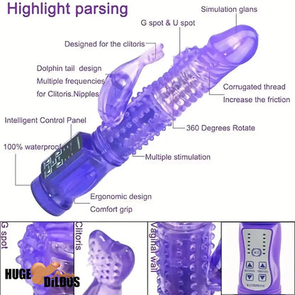 8.86in Silicone Soft Vibrating Rotation Dildo For G-spot Anal Stimulator