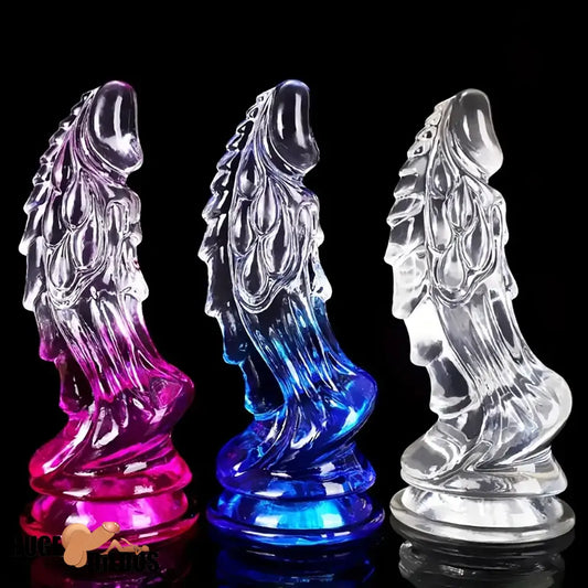 8.66in Clear Huge Spiked Monster Fantasy Dildo For Women Cock Sex Toy