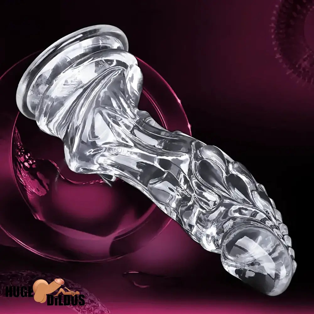 8.66in Clear Huge Spiked Monster Fantasy Dildo For Women Cock Sex Toy