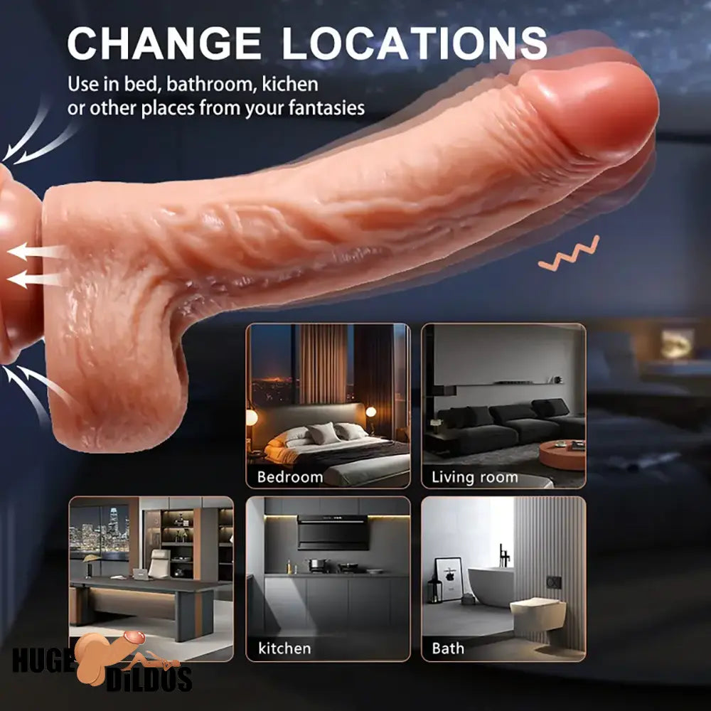 8.7in Soft Big Silicone Thrusting Rotating Heating Remote Electric Auto Dildo