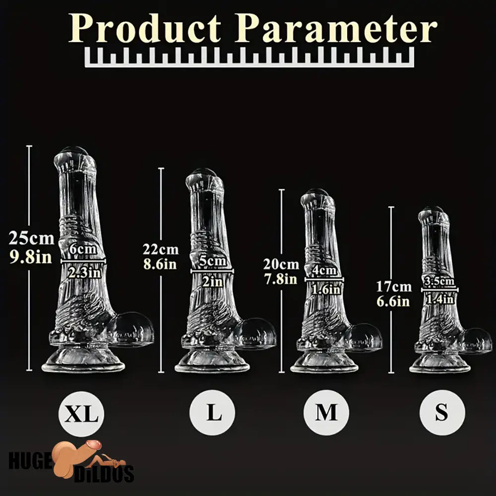6.6in 7.8in 8.6in 9.8in Clear Black Horse Cock Dildo For G-Spot Advancers