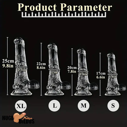6.6in 7.8in 8.6in 9.8in Clear Black Horse Cock Dildo For G-Spot Advancers
