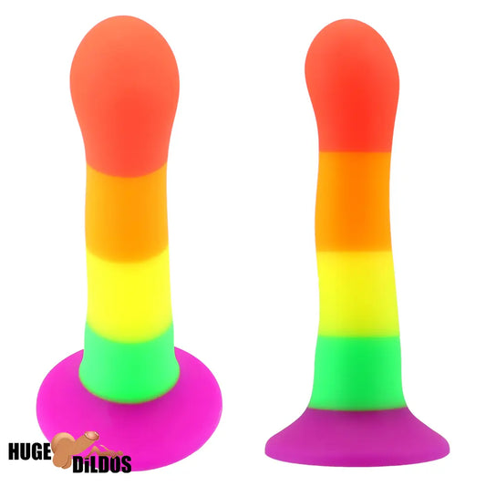 6.89in Colorful Silicone Soft Rainbow Dildo For Anal G Spot Sex Stimulation