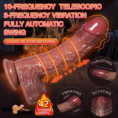 8.66in Silicone 4in1 Heating Thrusting Vibrating Rotation Sex Anal Dildo