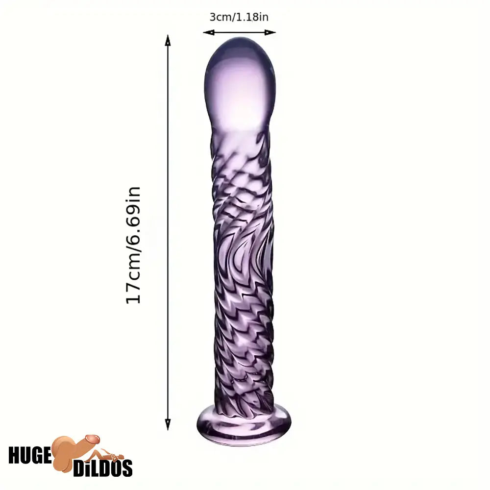 6.69in Realistic Pink Threaded Glass Durable Dildo For Female Sex Pleasure
