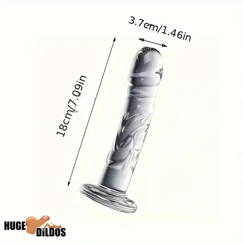 7.09in Clear Elegant Glass Crystal Dildo For Female Male Cock Sex Pleasure