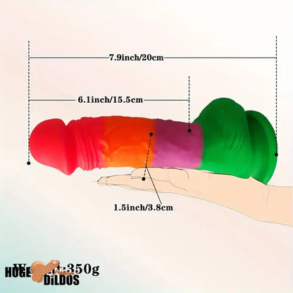 7.9in Silicone Rainbow Soft Dildo For Women Men Couple G-spot Clit Sex