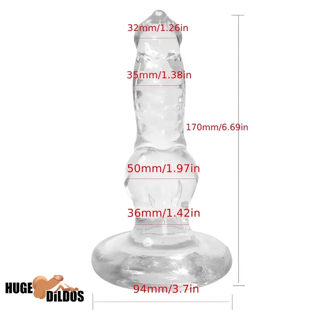 6.69in Clear Animal Dog Cock Dildo For G-Spot Vaginal Anal Sex Stimulation
